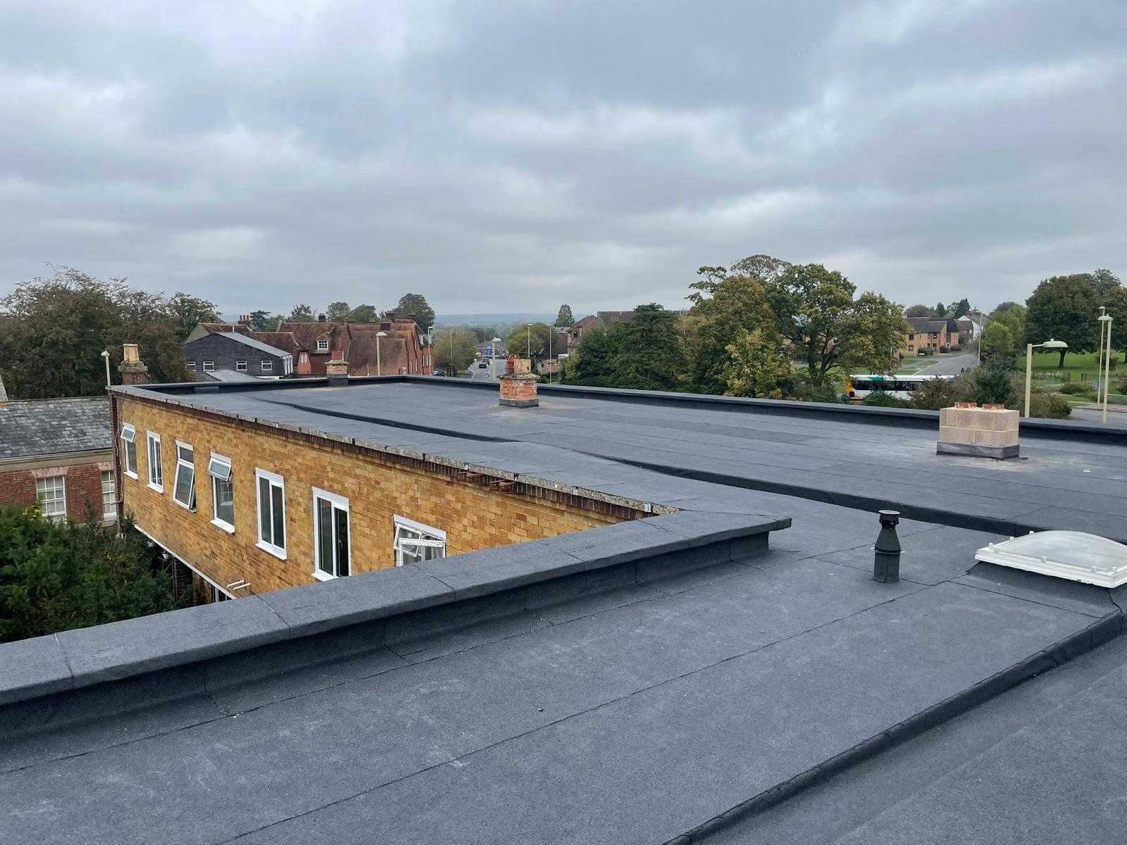 Completed commercial flat roof