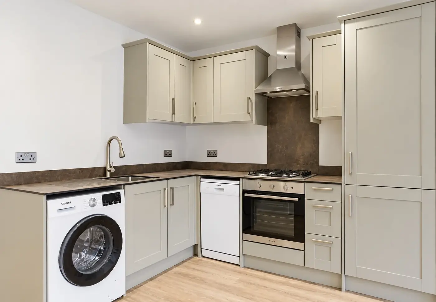 Completed kitchen in the Henley new-build apartments